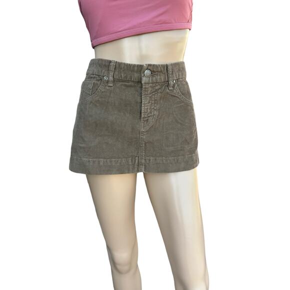 New Citizens of Humanity by Jerome Dahan Brown Corduroy Micro Mini Skirt Size 28 - Picture 1 of 11